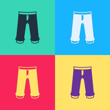 Pop Art Pants simgesi renk arkaplanında izole edildi. Pantolon imzası. Vektör.