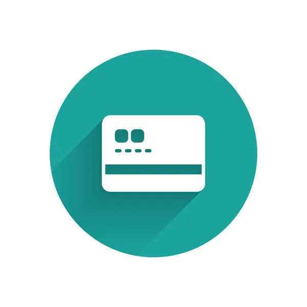 Vit Kreditkort Ikon Isolerad Med Lång Skugga Bakgrund Betalning Online — Stock vektor