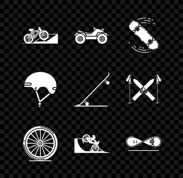 Set Bicyclette Sur Rampe Circulation Tout Terrain Véhicule Vtt Moto — Image vectorielle