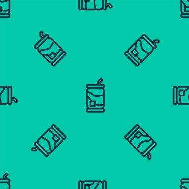 Mavi çizgi Soda yeşil arka planda izole edilmiş kusursuz desen oluşturabilir. Vektör.