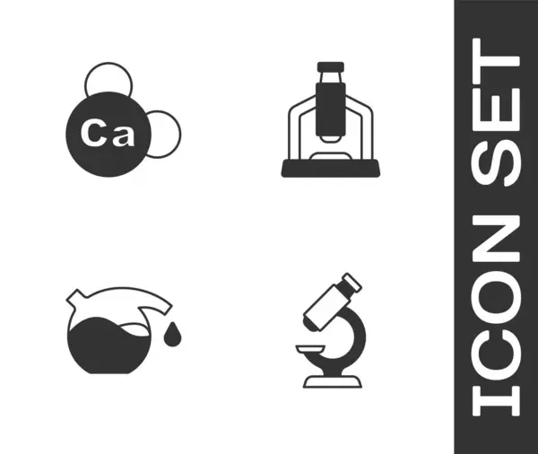 Set Mikroskop Mineral Calcium Reagenzglas Und Symbol Vektor — Stockvektor