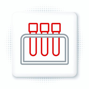 Çizgi Test tüpü ve kimyasal test ikonu beyaz arka planda izole edildi. Laboratuvar cam levhası. Renkli taslak konsepti. Vektör