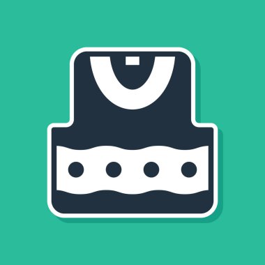 Yeşil arka planda mavi yelek ikonu izole edildi. Vektör.