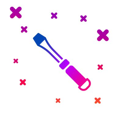 Renkli tornavida simgesi beyaz arkaplanda izole edildi. Servis aracı sembolü. Kademeli rastgele dinamik şekiller. Vektör.