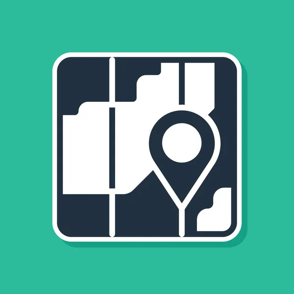 Blue Infographic City Map Navigation Icon Isolated Green Background Inglés — Archivo Imágenes Vectoriales