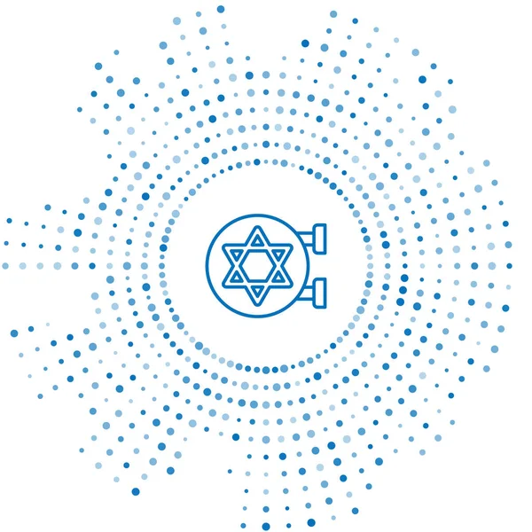 Blue Line Jewish Synagogue Building Jewish Temple Icon Isolated White — Stock Vector