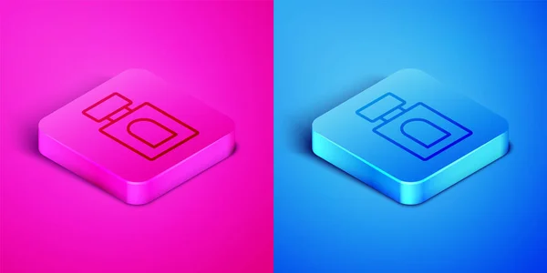 Isometric Line Aftershave Icon Isolated Pink Blue Background Cologne Spray — Image vectorielle