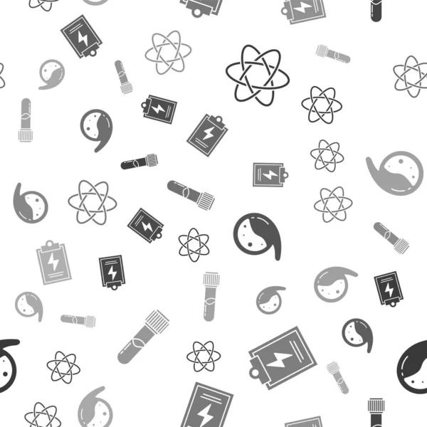 Установите Atom Лабораторный Буфер Обмена Контрольным Списком Пробирку Фляжку Химических — стоковый вектор