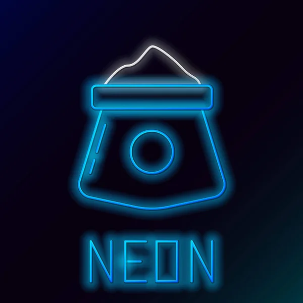 Glödande Neon Linje Väska Mjöl Ikon Isolerad Svart Bakgrund Färgstarkt — Stock vektor