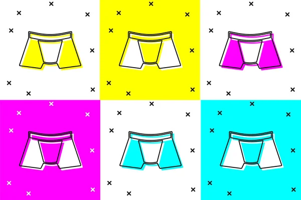 Nastavit Pánské Kalhotky Ikona Izolované Barevném Pozadí Mužské Spodní Prádlo — Stockový vektor
