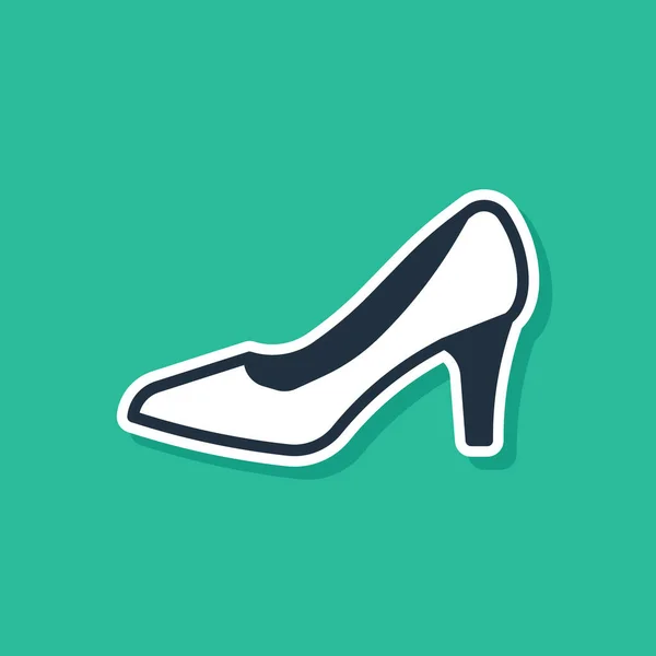 Blue Woman Shoe High Heel Icon Isolated Green Background Vector — Stock Vector
