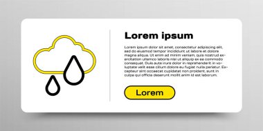 Beyaz arka planda izole edilmiş yağmur ikonlu çizgi bulutu. Yağmur damlaları ile yağmur bulutu yağışı. Renkli taslak konsepti. Vektör