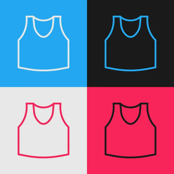 Pop Art Line Icono Camiseta Aislada Sobre Fondo Color Vector — Vector de stock