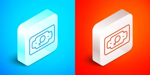 Isometric Line Money Growth Woman Icon Isolated Blue Red Background — Stock Vector