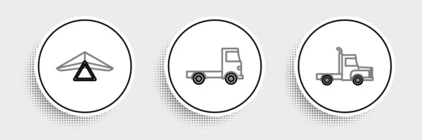 Set Line Delivery Cargo Truck Vehicle Hang Glider Icon Vector — Stock Vector
