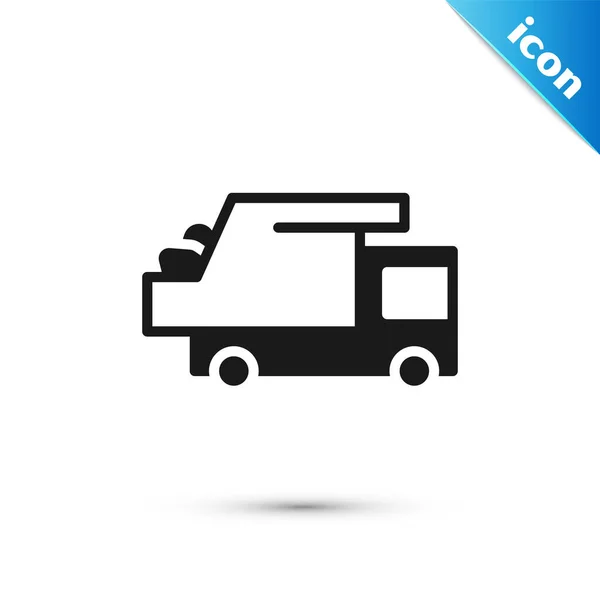 Icona Camion Spazzatura Grigio Isolato Sfondo Bianco Vettore — Vettoriale Stock