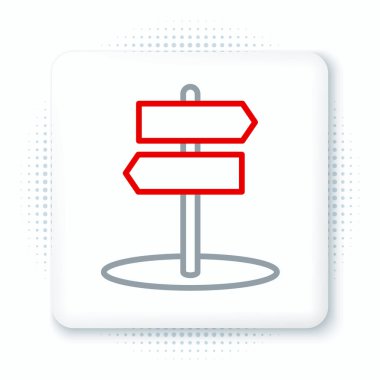 Line Road trafik tabelası. Beyaz arkaplanda sinyal simgesi izole edildi. İşaretçi sembolü. İzole sokak bilgi levhası. Yön tabelası. Renkli taslak konsepti. Vektör.