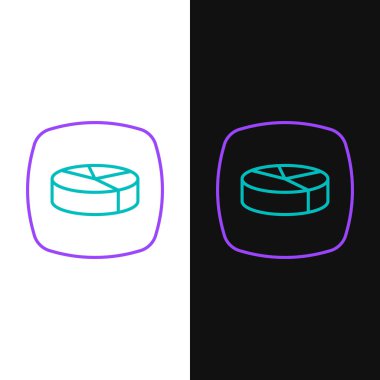 Çizgi pasta grafiği bilgi simgesi beyaz ve siyah arkaplanda izole edildi. Diyagram çizelgesi. Renkli taslak konsepti. Vektör