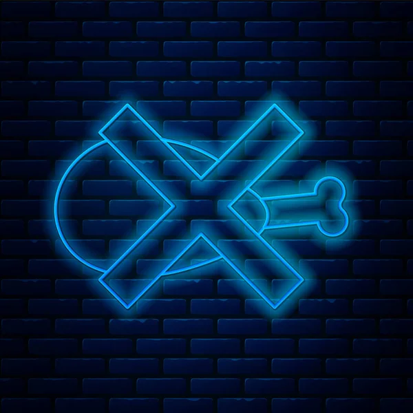 Parlayan neon hattı. Duvarın arkasında et simgesi yok. Fast food yasak - vejetaryen yiyecekler. Vektör.