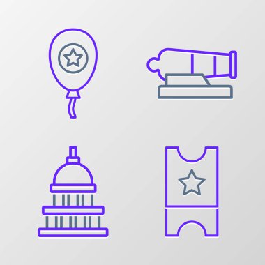 Beyzbol bileti, Beyaz Saray, Top ve Balon ikonu. Vektör