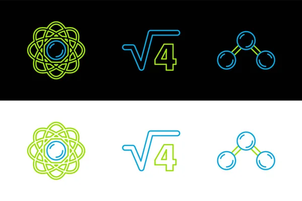 Set Line Molecule Atom Square Root Glyph Icon Vector — Stock Vector