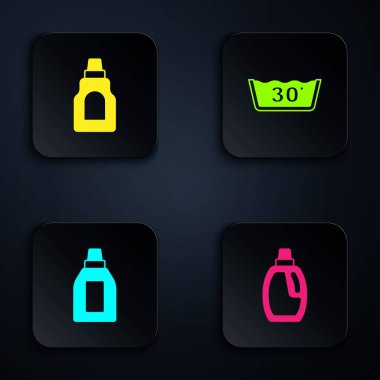 Şişeyi temizleme maddesine ayarlayın, ve sıcaklığı da yıkayın. Vektör.