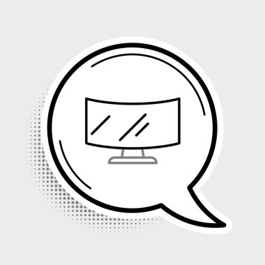 Çizgi Bilgisayar ekranı simgesi gri arkaplanda izole edildi. Elektronik cihaz. Ön manzara. Renkli taslak konsepti. Vektör.