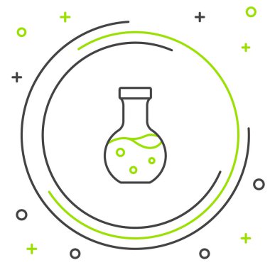 Çizgi Test tüpü ve kimyasal test ikonu beyaz arka planda izole edildi. Laboratuvar cam levhası. Renkli taslak konsepti. Vektör.