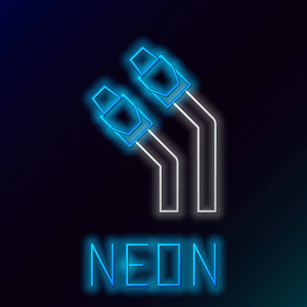 Gloeiende Neon Lijn Lan Kabel Netwerk Internet Icoon Geïsoleerd Zwarte — Stockvector