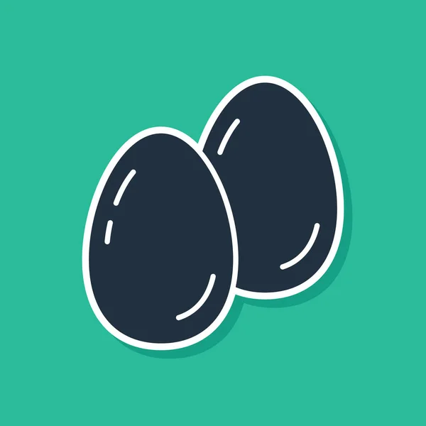 Mavi Paskalya Yumurtası Ikonu Yeşil Arka Planda Izole Edilmiş Mutlu — Stok Vektör