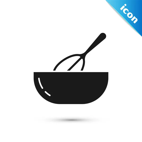 Grey Kitchen Whisk Bowl Icon Isolated White Background Cooking Utensil — Stock Vector