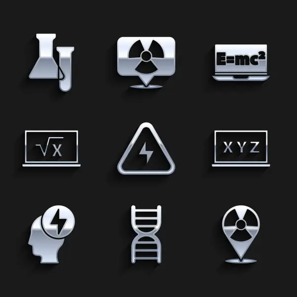 Set Símbolo Adn Alto Voltaje Radioactivo Ubicación Xyz Sistema Coordenadas — Archivo Imágenes Vectoriales