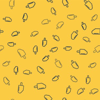 Mavi çizgi dondurma ikonu sarı arkaplandaki kusursuz deseni izole etti. Güzel sembol. Vektör.