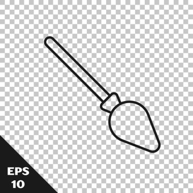 Siyah çizgi süpürge sapı simgesi şeffaf arkaplanda izole edildi. Temizlik hizmeti konsepti. Vektör.