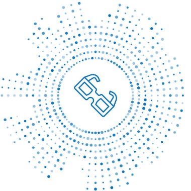 Mavi çizgi Gözlük simgesi beyaz arkaplanda izole edildi. Soyut çember rastgele noktalar. Vektör.