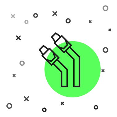 Beyaz arkaplanda siyah çizgi LAN kablo ağı internet simgesi izole edildi. Vektör.