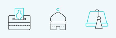 Türk şapkası bağışla ya da sadaka ver ve Müslüman camii ikonu yap. Vektör.
