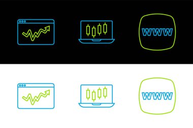 Web sitesi şablonunu grafiksel grafikler ve borsa büyüme grafikleri simgesi olarak ayarla. Vektör.