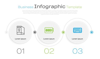 Satır Kutusu, SSD kart ve klavye satırını ayarla. Ticari bilgi şablonu. Vektör.