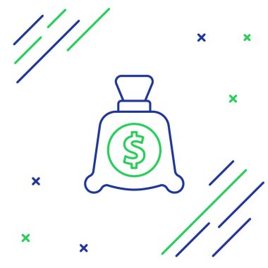 Hat Para Çantası simgesi beyaz arkaplanda izole edildi. Dolar ya da USD sembolü. Nakit bankacılık tabelası. Renkli taslak konsepti. Vektör