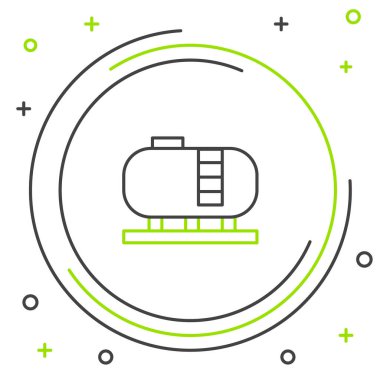 Hat yağı depolama simgesi beyaz arkaplanda izole edildi. Petrol ve gaz endüstrisi için gemi deposu. Petrol tankı teknoloji istasyonu. Renkli taslak konsepti. Vektör