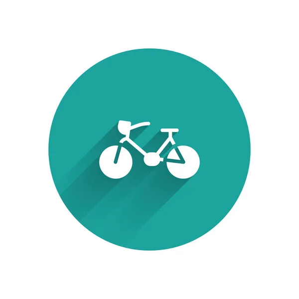 Vit Cykel Ikon Isolerad Med Lång Skugga Cykeltävling Extrem Sport — Stock vektor