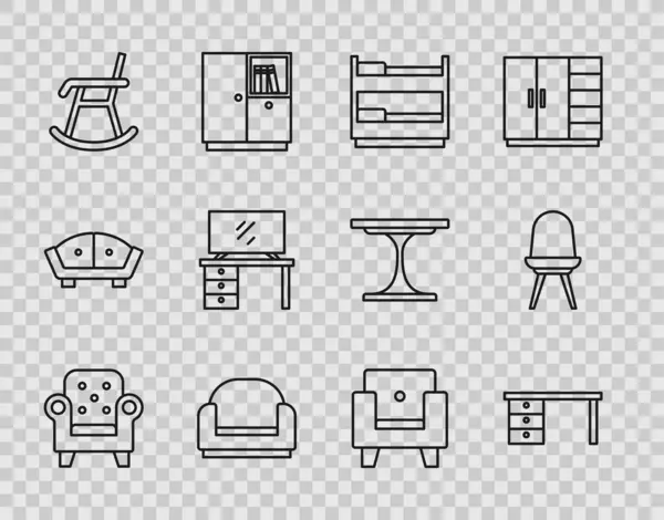 设置线扶手椅 写字台 电视台架 椅子图标 — 图库矢量图片