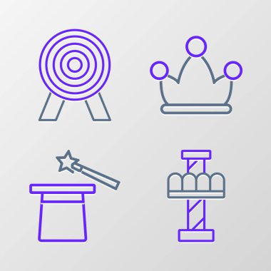 Cazibe Atlıkarınca, Sihirli şapka ve değnek, Zil ve Hedef ikonlu Soytarı. Vektör