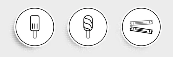 Набор Линии Сахарные Палочки Пакеты Мороженое Значок Вектор — стоковый вектор