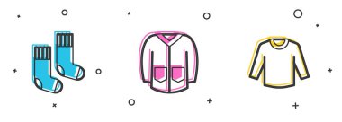 Çorap, Süveter ve ikon ayarla. Vektör