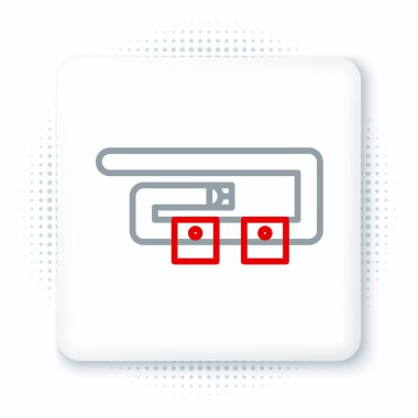 Beyaz arkaplanda çizgi dalış kemeri simgesi izole edildi. Dalış takımları. Su altı ekipmanları. Renkli taslak konsepti. Vektör.