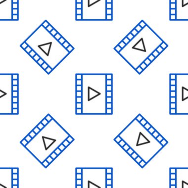 Çizgi Oynatma Görüntü simgesi beyaz arkaplanda izole edilmiş. Oyun işaretli film şeridi. Renkli taslak konsepti. Vektör.