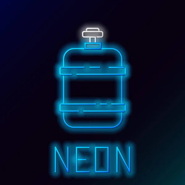 Világító Neon Vonal Propán Gáztartály Ikon Elszigetelt Fekete Háttérrel Gyúlékony — Stock Vector