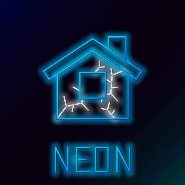 Ragyogó Neon Vonal Ház Ikon Elszigetelt Fekete Háttér Biztosítási Koncepció — Stock Vector